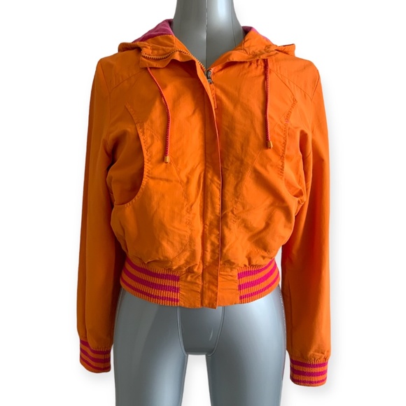 Reserved Jackets & Blazers - Vintage Y2K Reserved Orange Pink Zip up Hoodie Bomber Jacket size XL